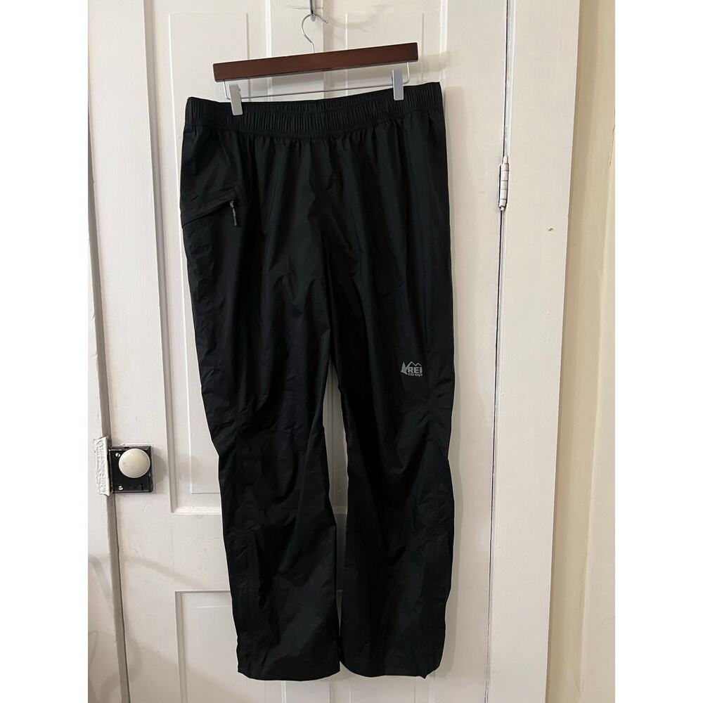 REI Co-op Essential Rain Pants men’s large black EUC travel hike fish camp